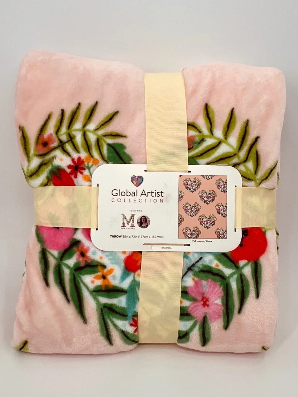 Global Artist Collection x Mia Charro Throw Blanket NWT Cottage Boho Floral Cozy